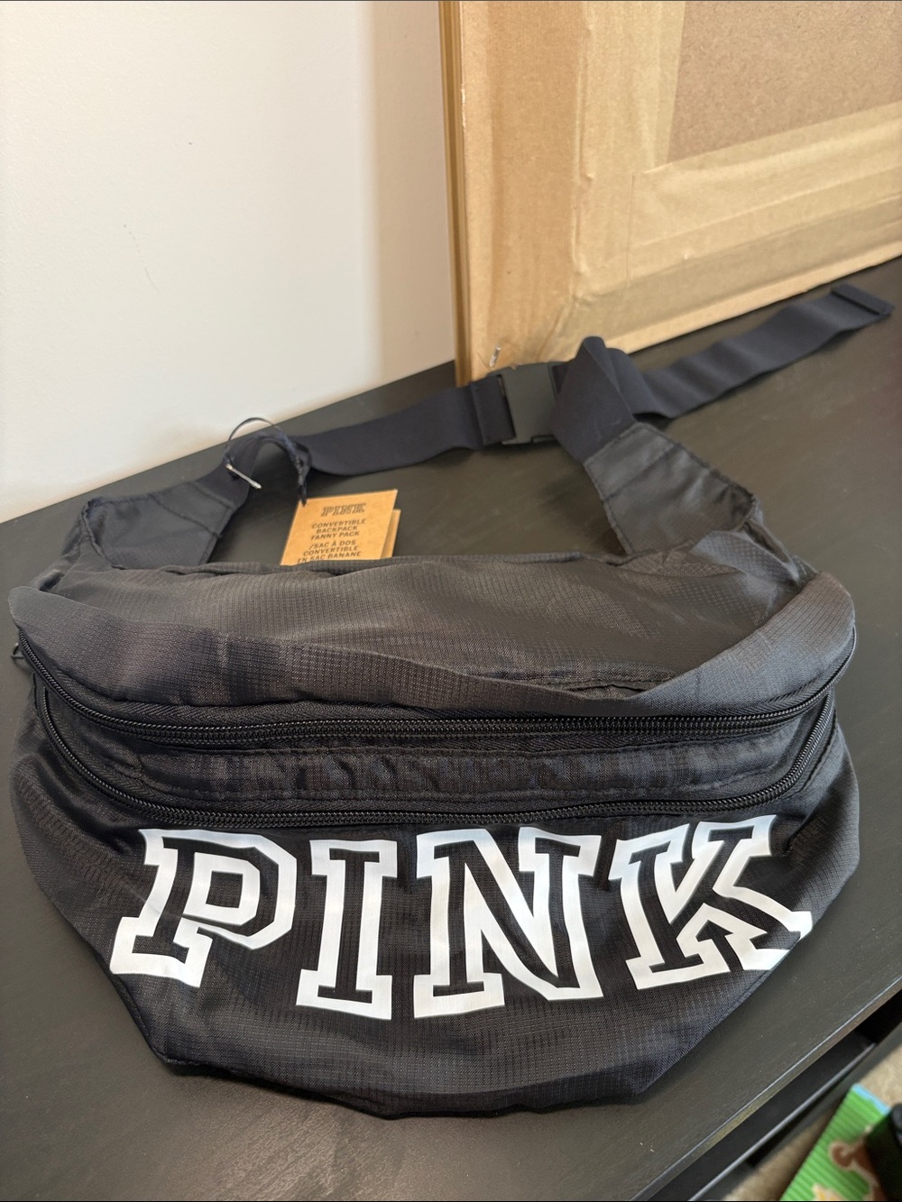 PINK Victoria's Secret Black Convertible Backpack Fanny Pack